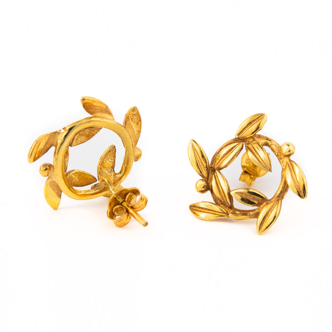 Silver Olive Wreath Ancient Greek Earrings