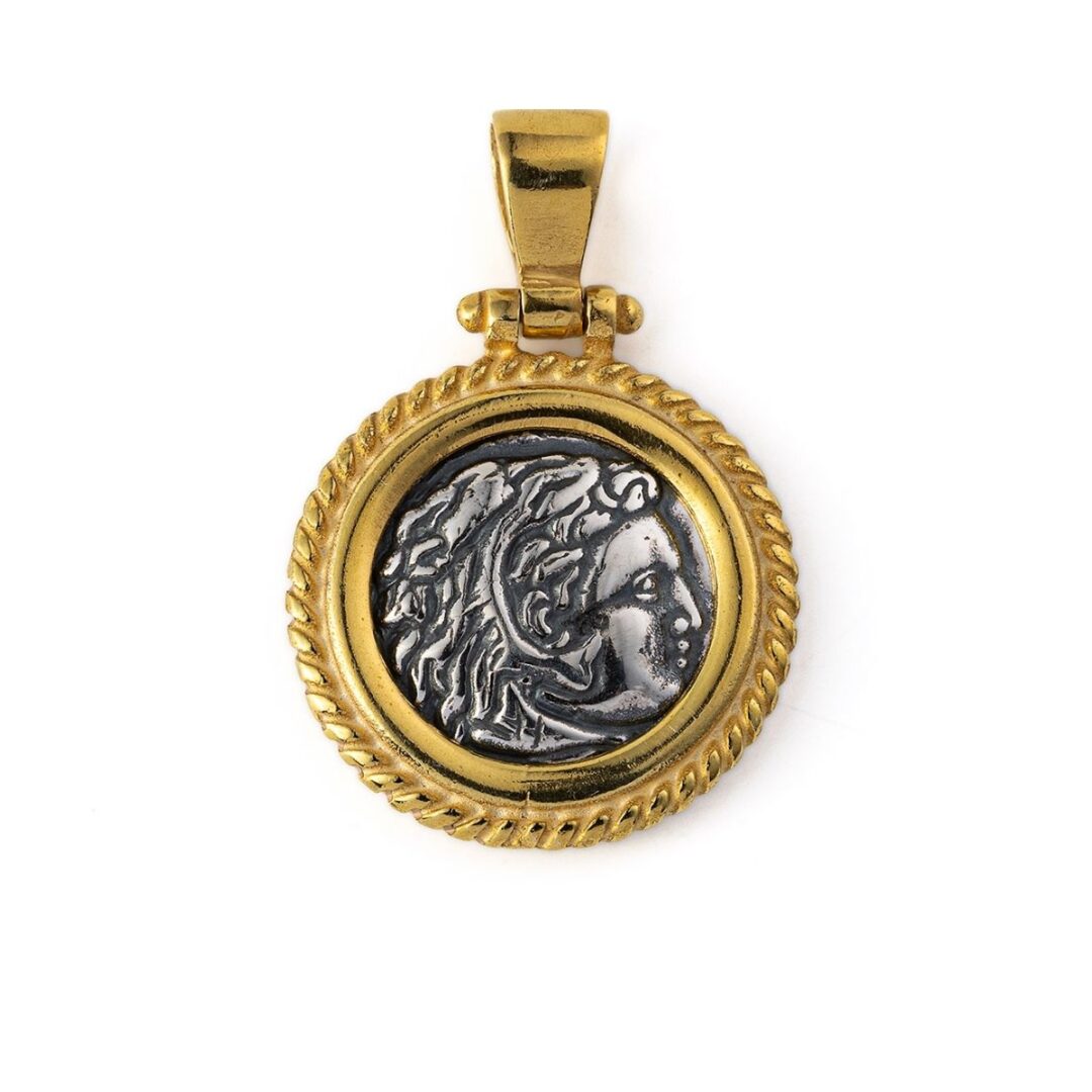 Hercules Coin Pendant - Sterling Silver 925 and Gold Plated