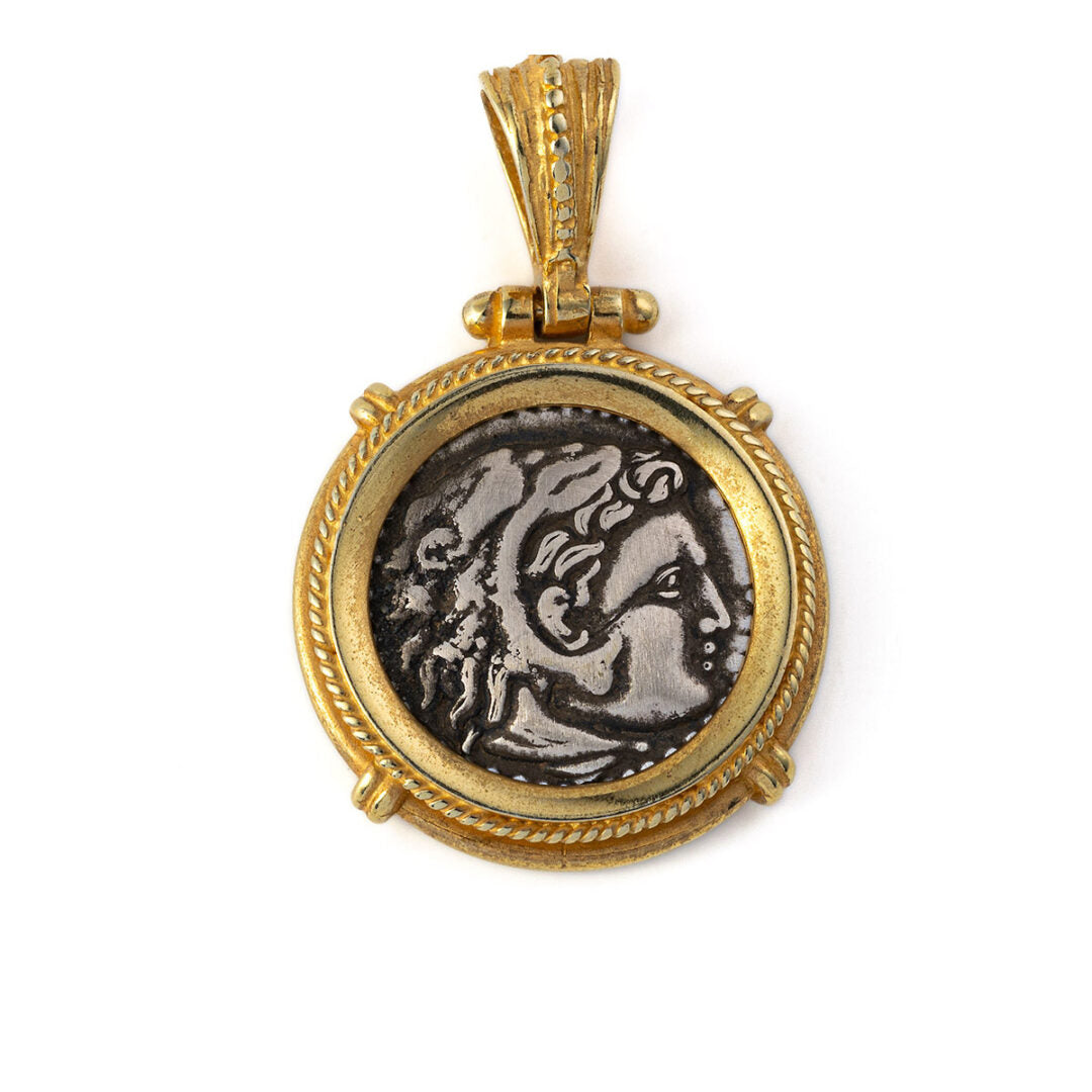 Hercules Coin Pendant - Sterling Silver Gold Plated