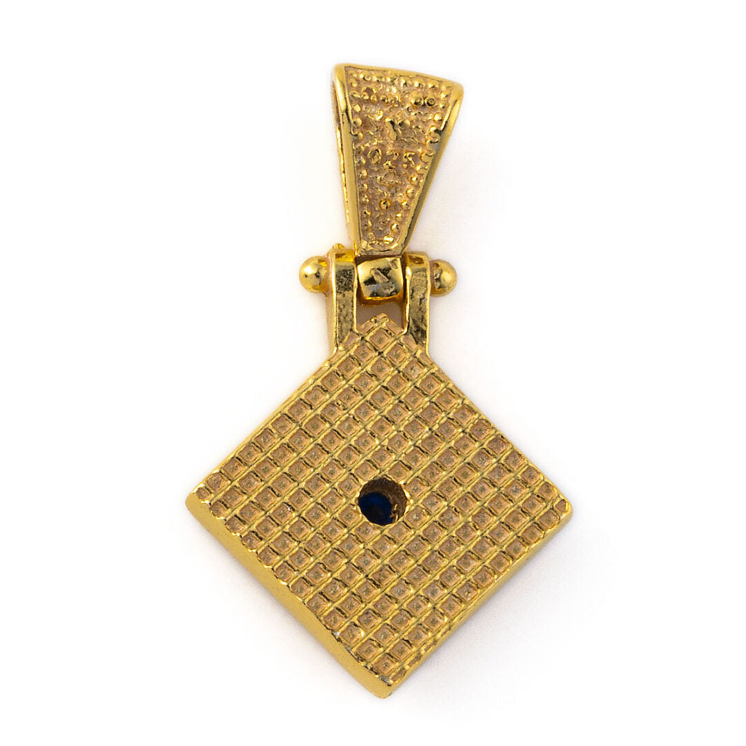 Byzantine Rhombus Zircon Pendant - 925 Sterling Silver Gold Plated