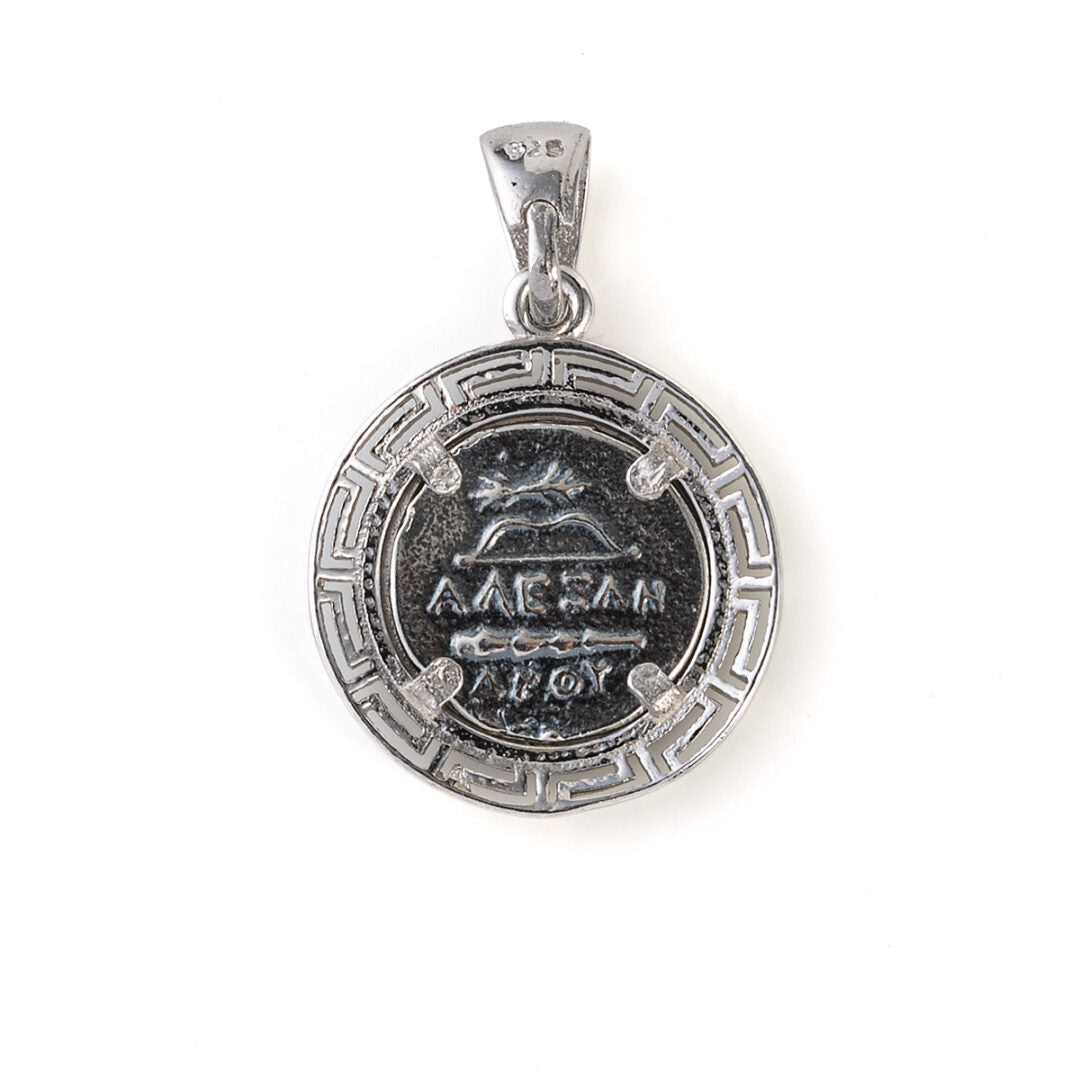 Hercules Pendant with Meander Bezel - 925 Sterling Silver Gold Plated