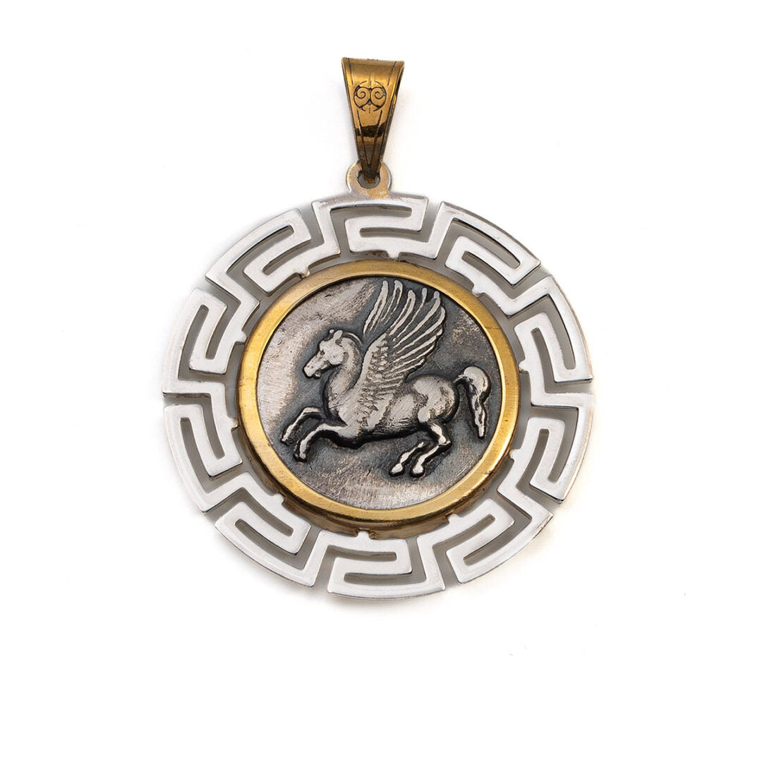 Sterling Silver Pegasus Gold Pendant