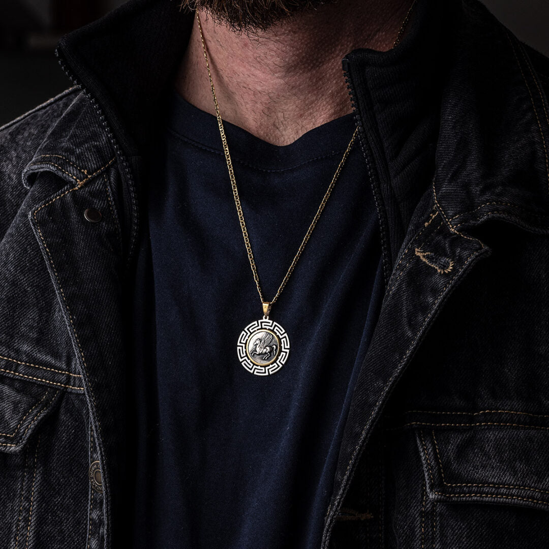 Sterling Silver Pegasus Gold Pendant