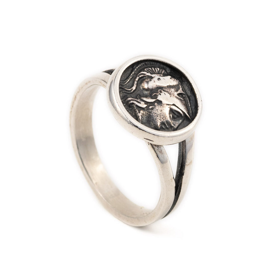 Goddess Athena Coin Ring - Sterling Silver