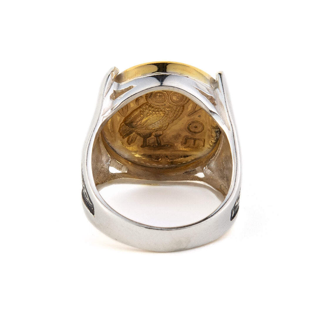 Athena Coin Ring - 925 Sterling Silver and Gold Plated