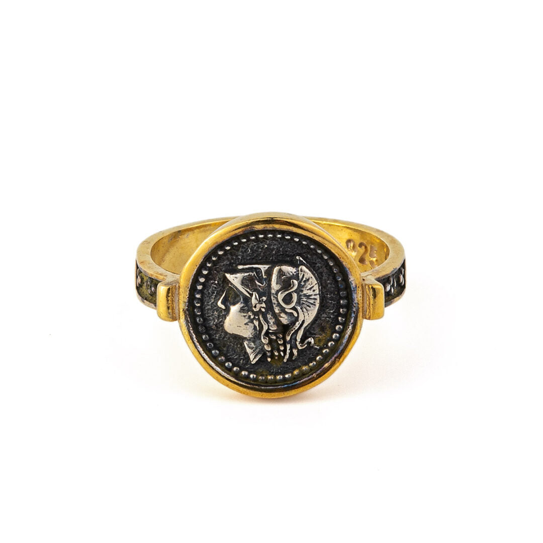 Athena the Goddess Ring - 925 Sterling Silver and Gold Plated