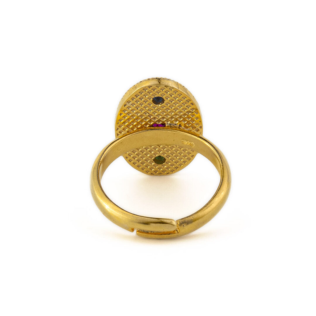 Byzantine Oval Multicolor Ring – 925 Sterling Silver and Gold Plated