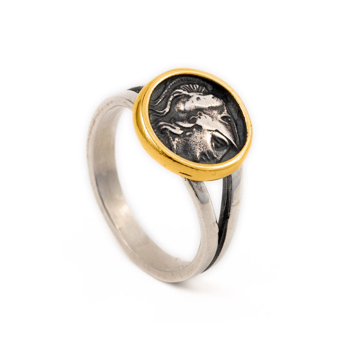Athena Coin Ring - Sterling Silver &amp; Gold Plated