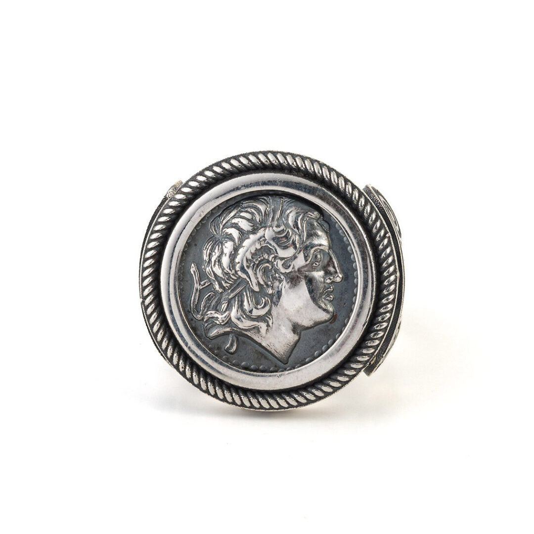 Alexander the Great Portrait Coin Ring – 925 Sterling Silver