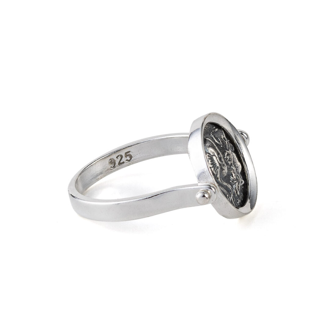 Athena Chalinitis Swivel Flip Coin Ring – 925 Sterling Silver