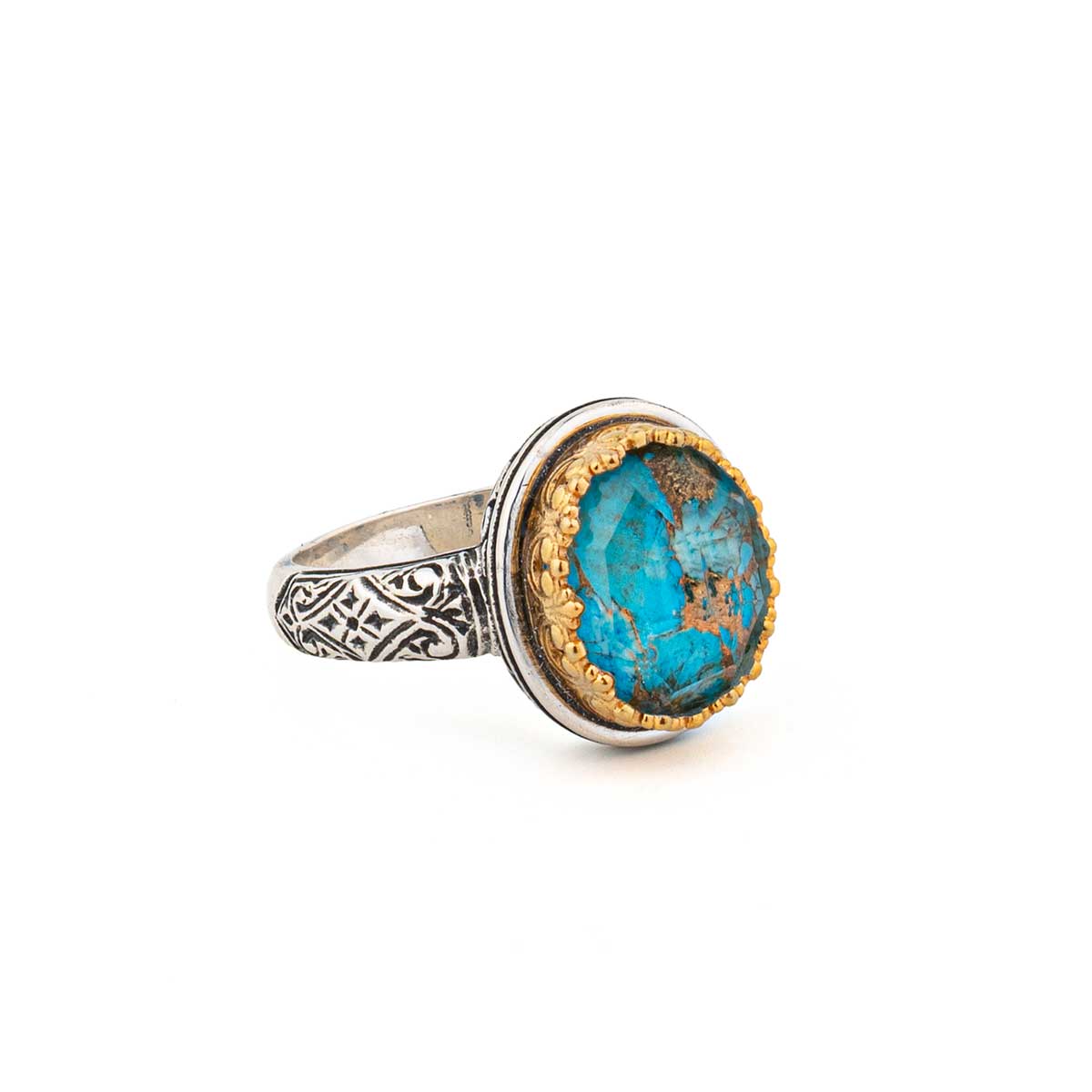 Gerochristo - Iris Oval Ring in Sterling Silver with Gold Plated Parts