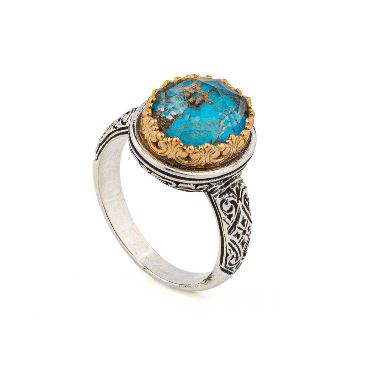 Gerochristo - Iris Oval Ring in Sterling Silver with Gold Plated Parts
