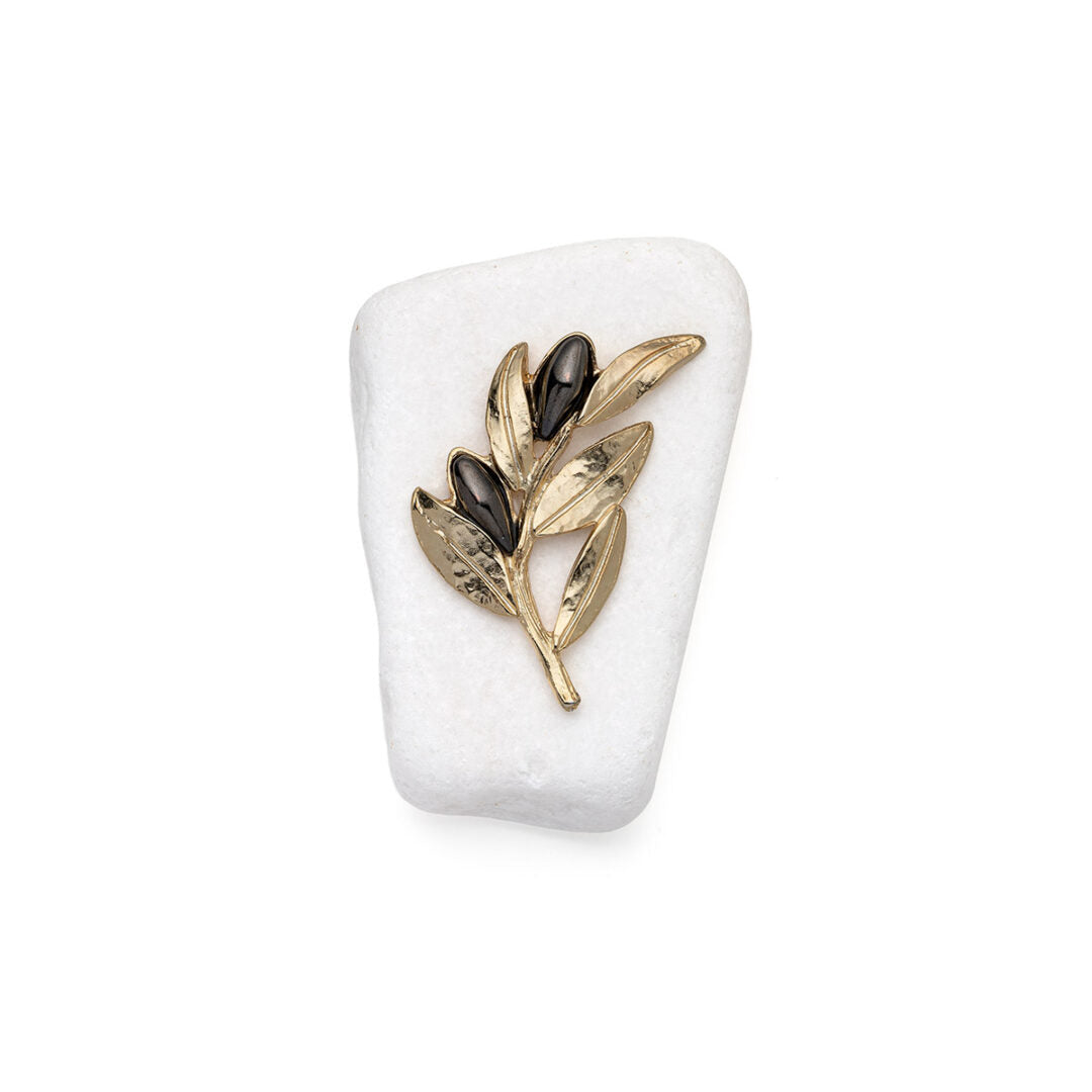 Olive Branch with Olives on Thassos Marble