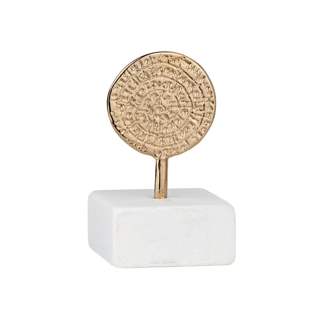 Phaistos Disc Decorative Sculpture on Thassos Marble