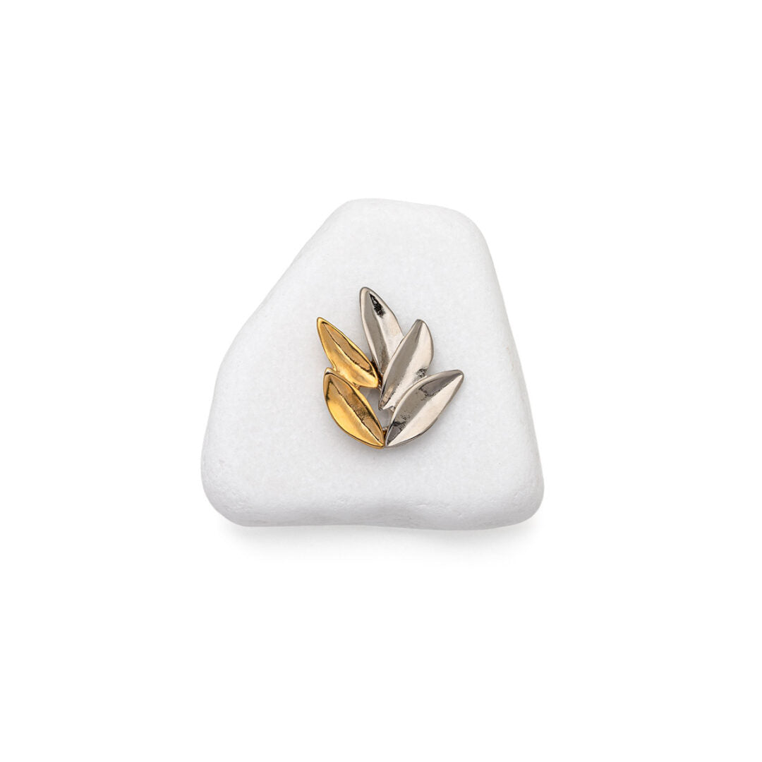 Silver & Gold Leaves Décor on Thassos Marble