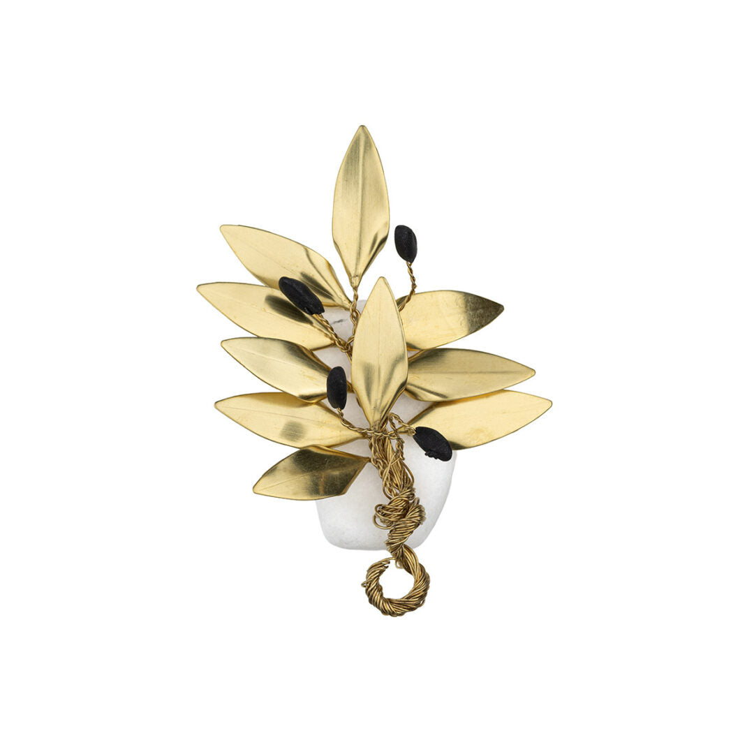Olive Tree with Olives Décor on Marble Stone