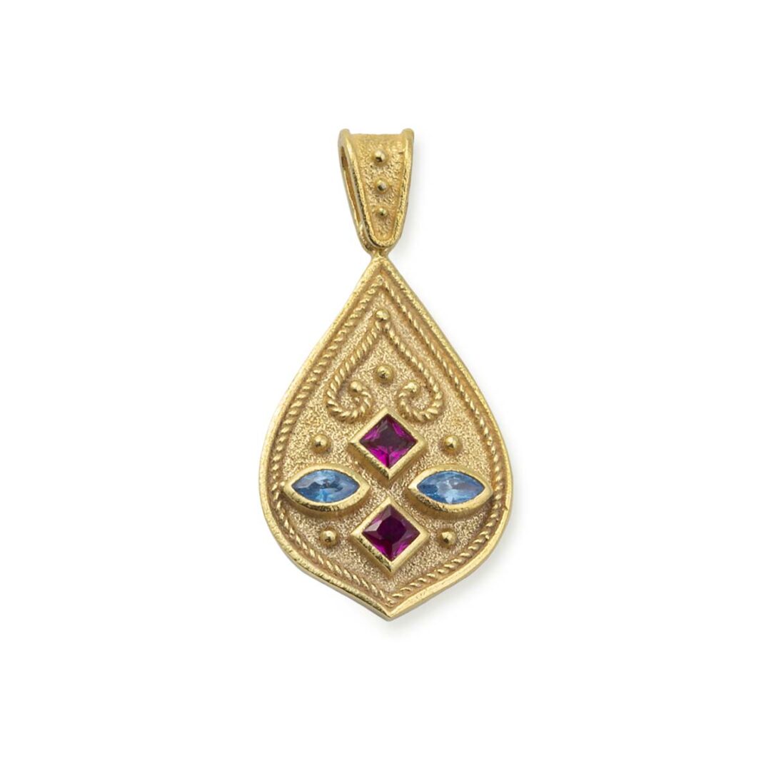 Byzantine Pendant with Multicolor Zircon Stone