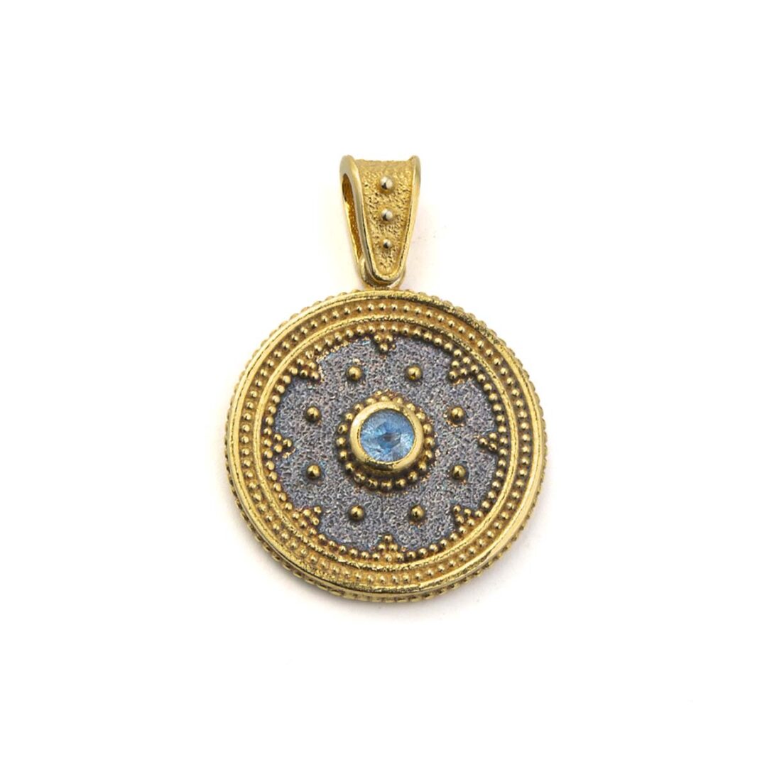 Byzantine Round Pendant with Zircon Stone