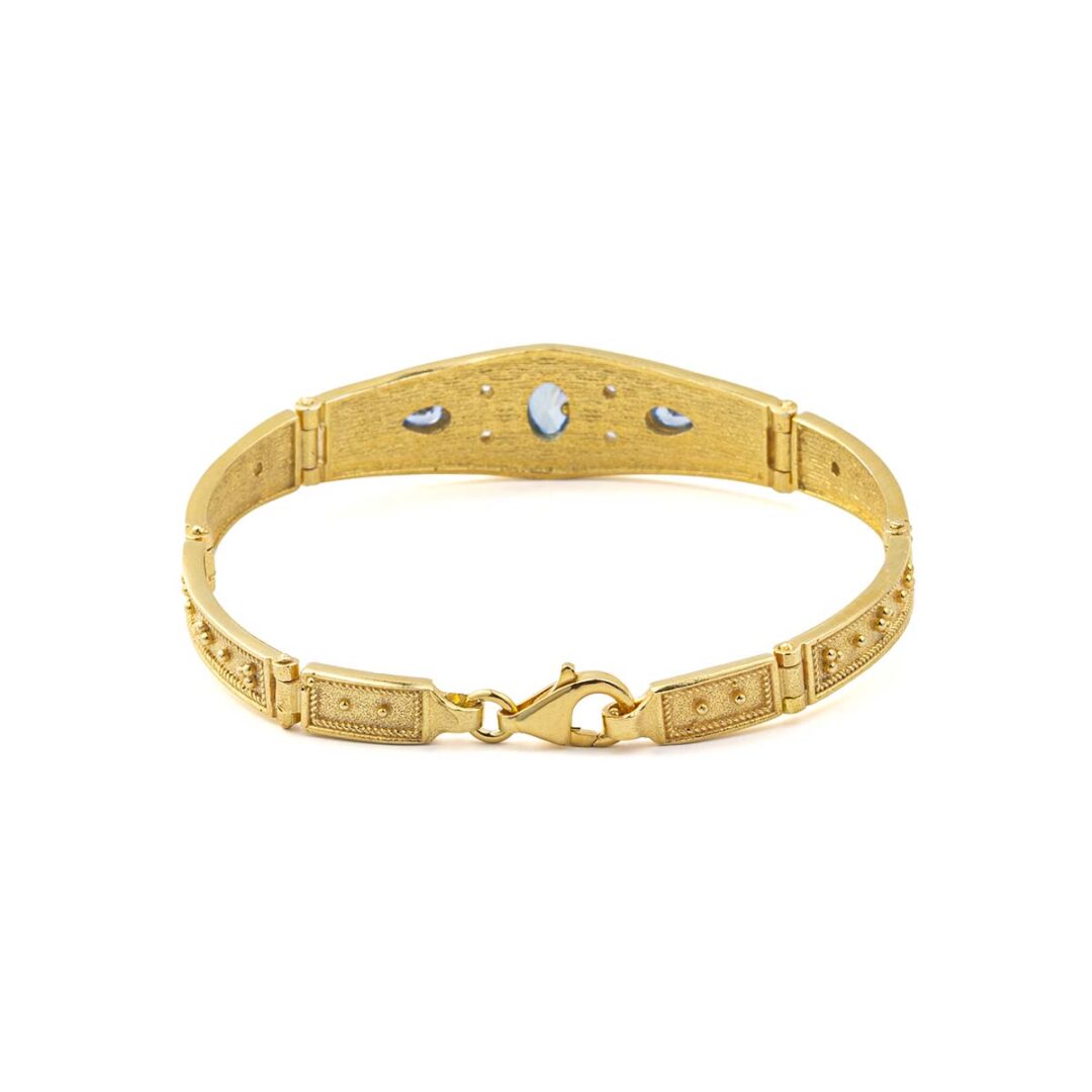 Byzantine Bracelet with Blue Zircon - 925 Sterling Silver and 18K Gold Plating