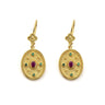 Byzantine Dangle Oval Earrings with Zircon — Red