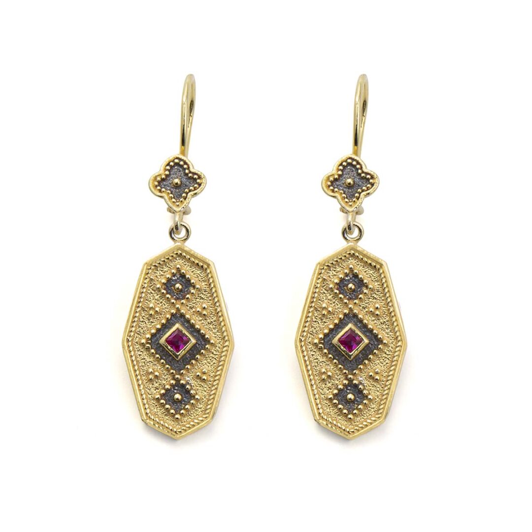 Byzantine Drop Earrings with Zircon - 925 Sterling Silver