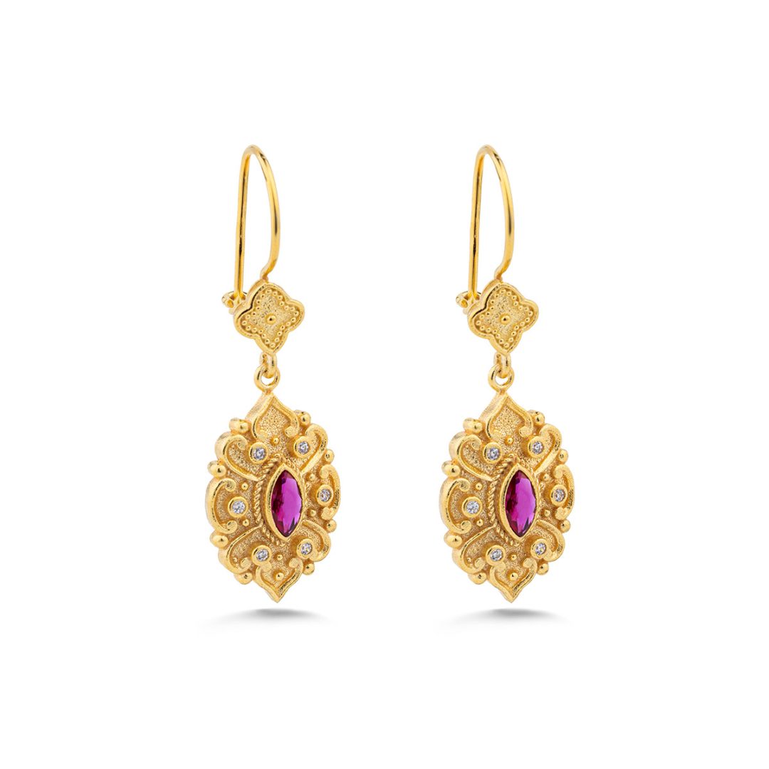Byzantine Flower Earrings with Zircon