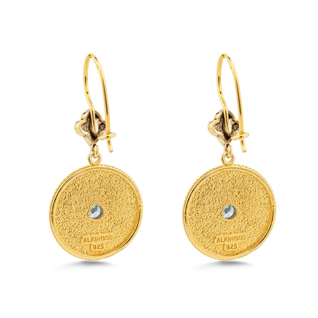 Byzantine Round Earrings with Zircon