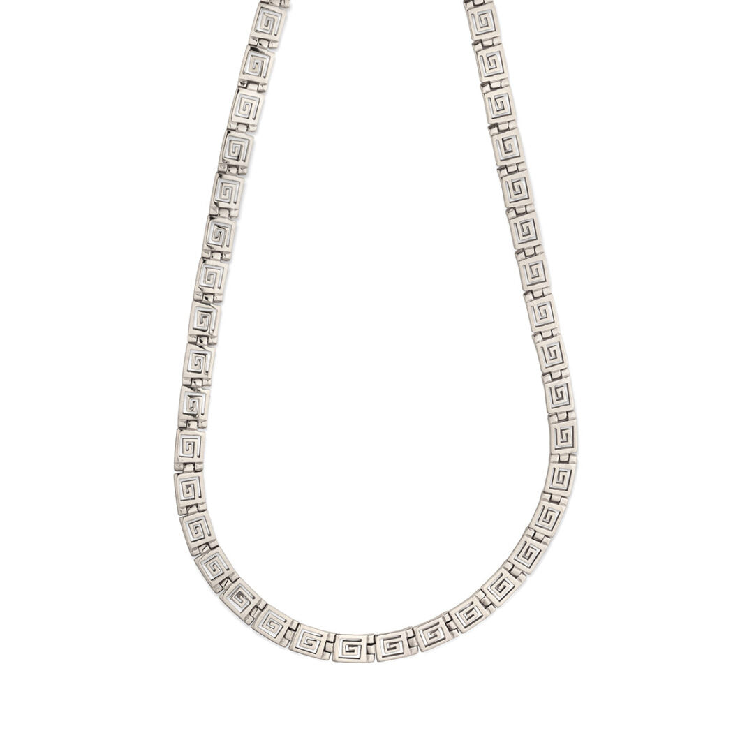 Greek Key Meander Necklace in 925 Sterling Silver