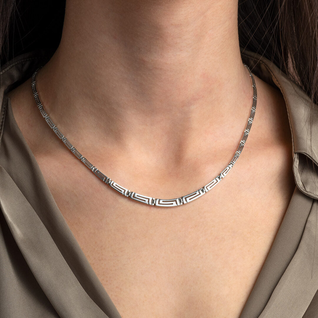Eternity Meander Necklace in Sterling Silver