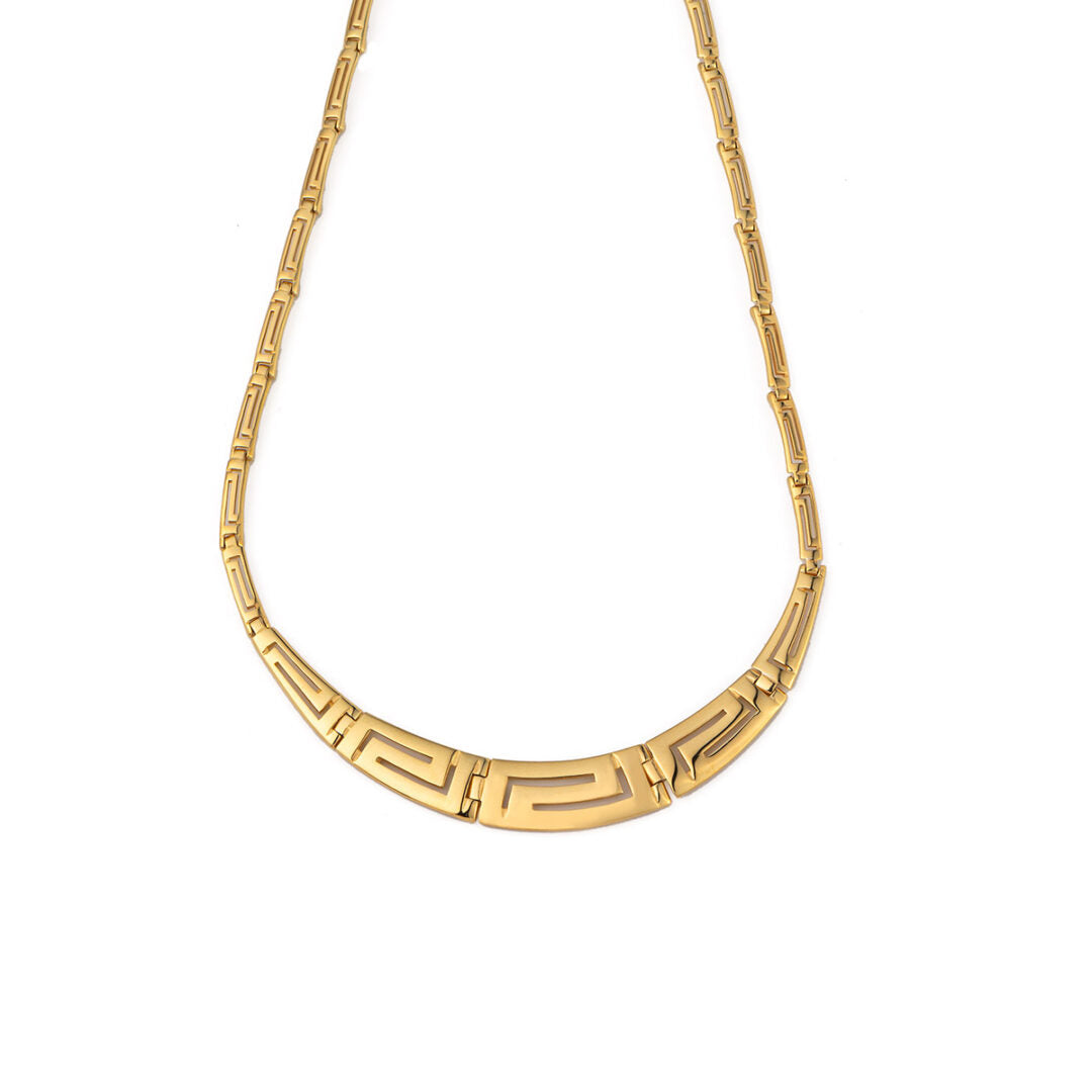 Greek Key Meander Silver Necklace