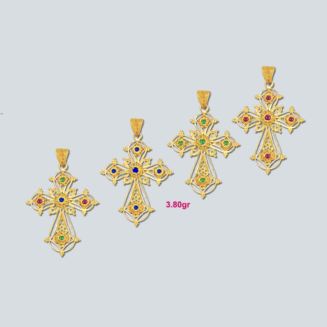 18K Gold Cross with Sapphire