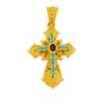 18K Gold Filigree Cross with turquoise and red enamel — Turquoise