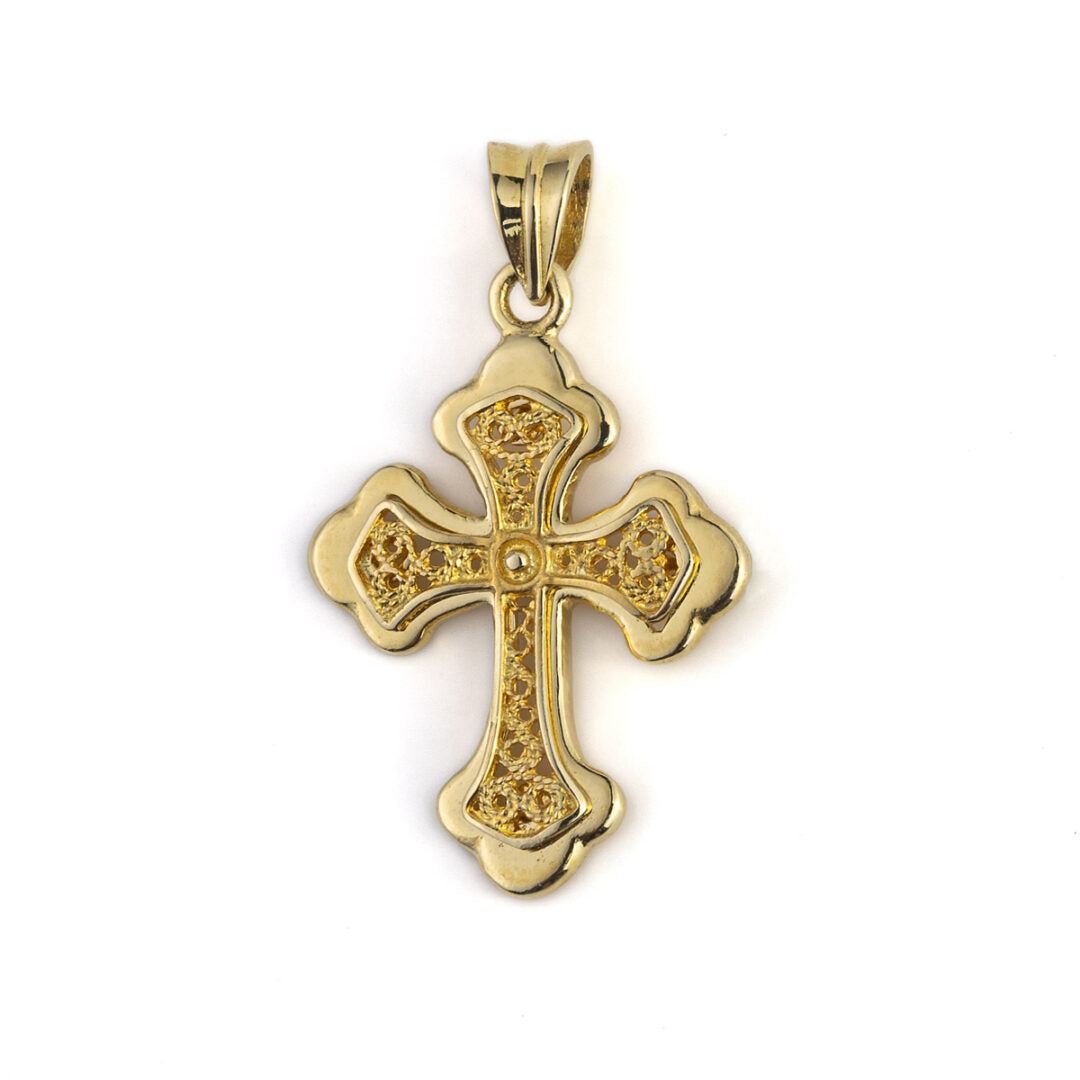 18K Gold Filigree Byzantine Cross