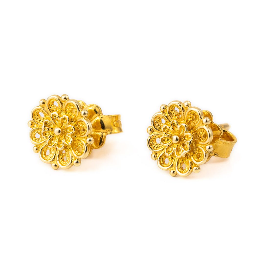 Byzantine Rosette Stud Earrings – 18K Gold