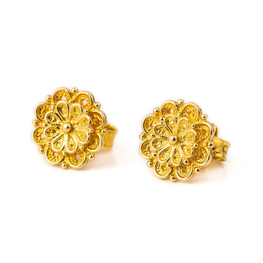 Byzantine Rosette Stud Earrings – 18K Gold