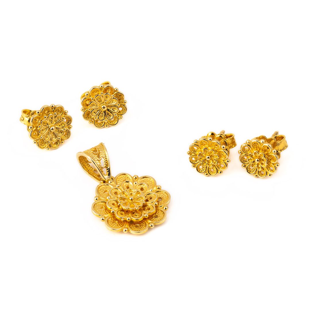 Byzantine Rosette Stud Earrings – 18K Gold