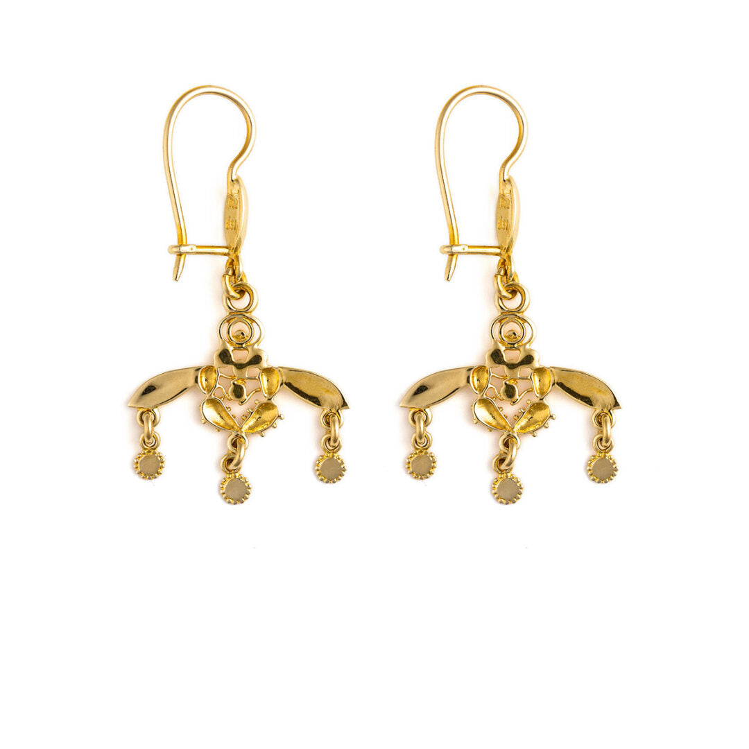Minoan Malia Bees Dangle Earrings - 14K Solid Yellow Gold