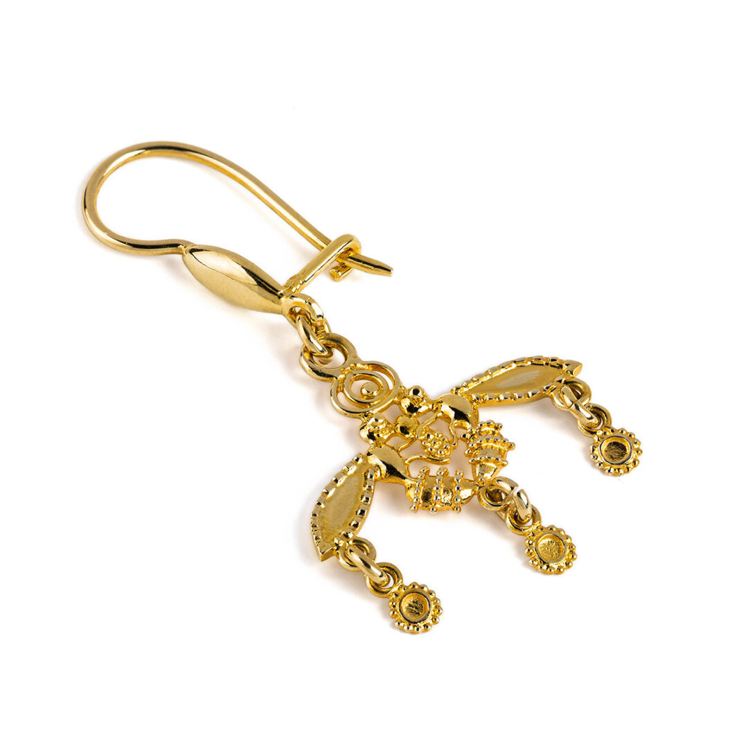 Minoan Malia Bees Dangle Earrings - 14K Solid Yellow Gold