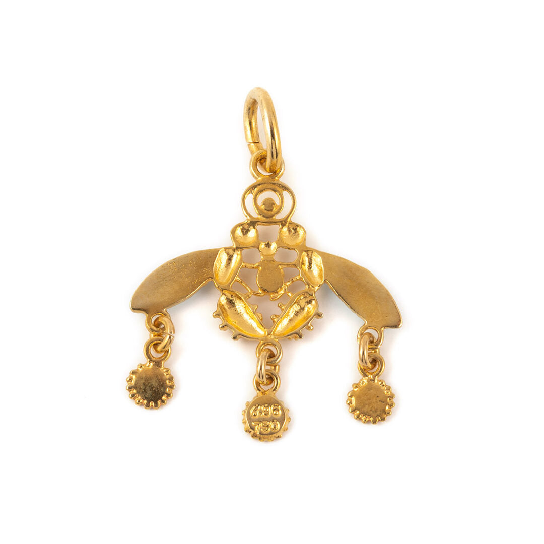 18k Yellow Gold Minoan Bee Pendant — Blue