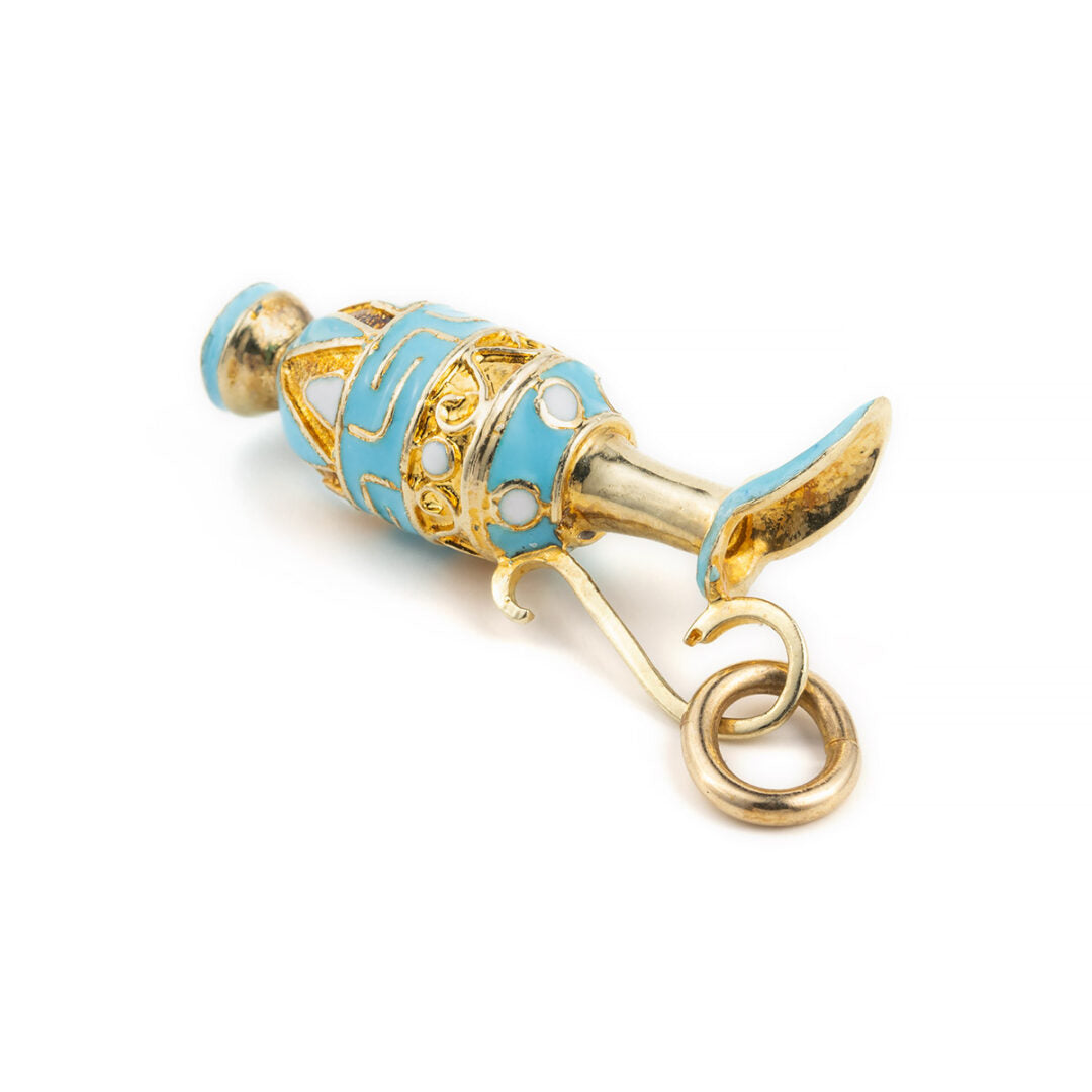 14k Gold Pendant Amphora with Red enamel &amp; Meander — Red
