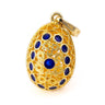 Filigree Egg Pendant Necklace – Sterling Silver and Gold Plated with Blue Enamel — Blue