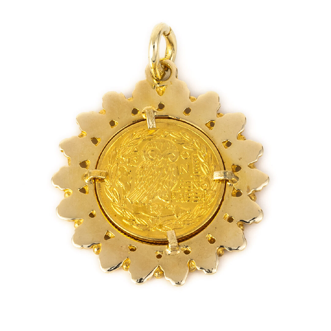 14K Gold Goddess Athena Coin Pendant