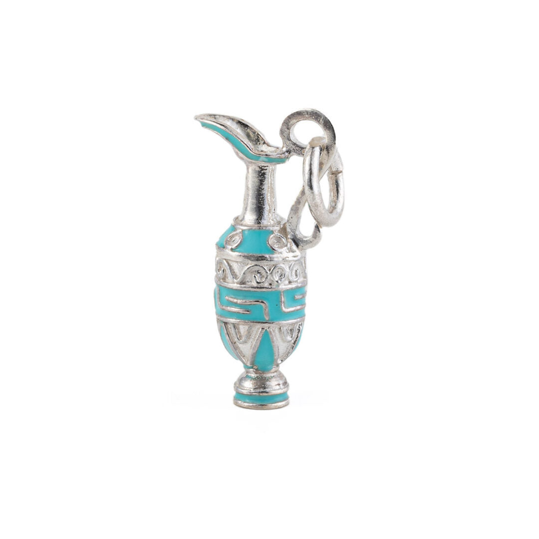 Amphora Pendant Necklace with Meander – 925 Sterling Silver — Turquoise