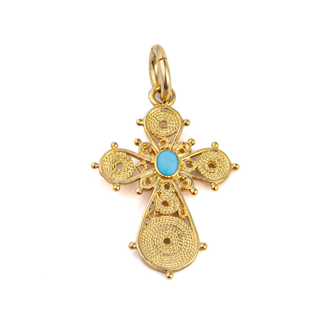 Byzantine Filigree Cross with Turquoise Enamel