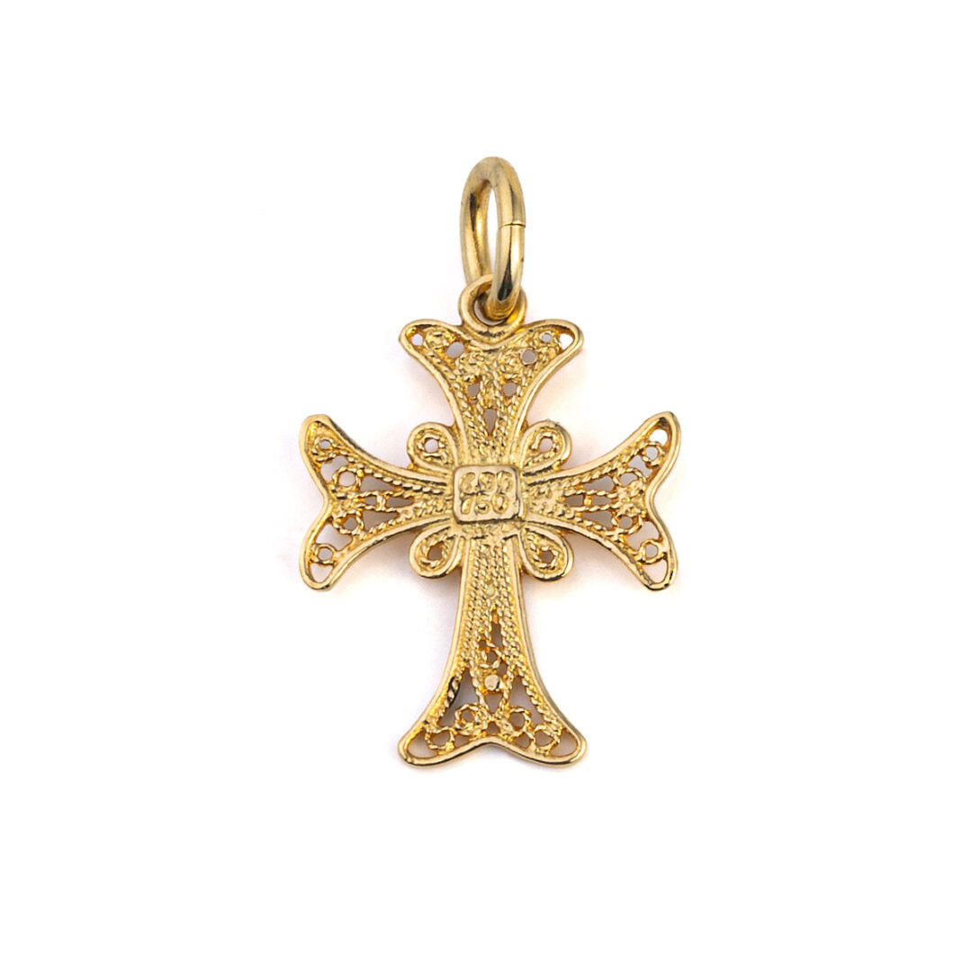 Byzantine Filigree Cross - Turquoise Enamel and 18K Gold