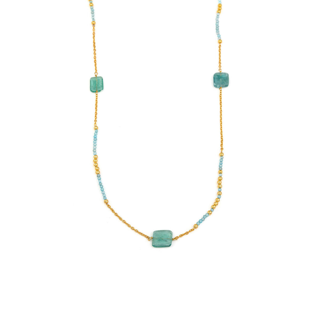 Apatite Gemstone Necklace - 925 Sterling Silver and Gold Plated
