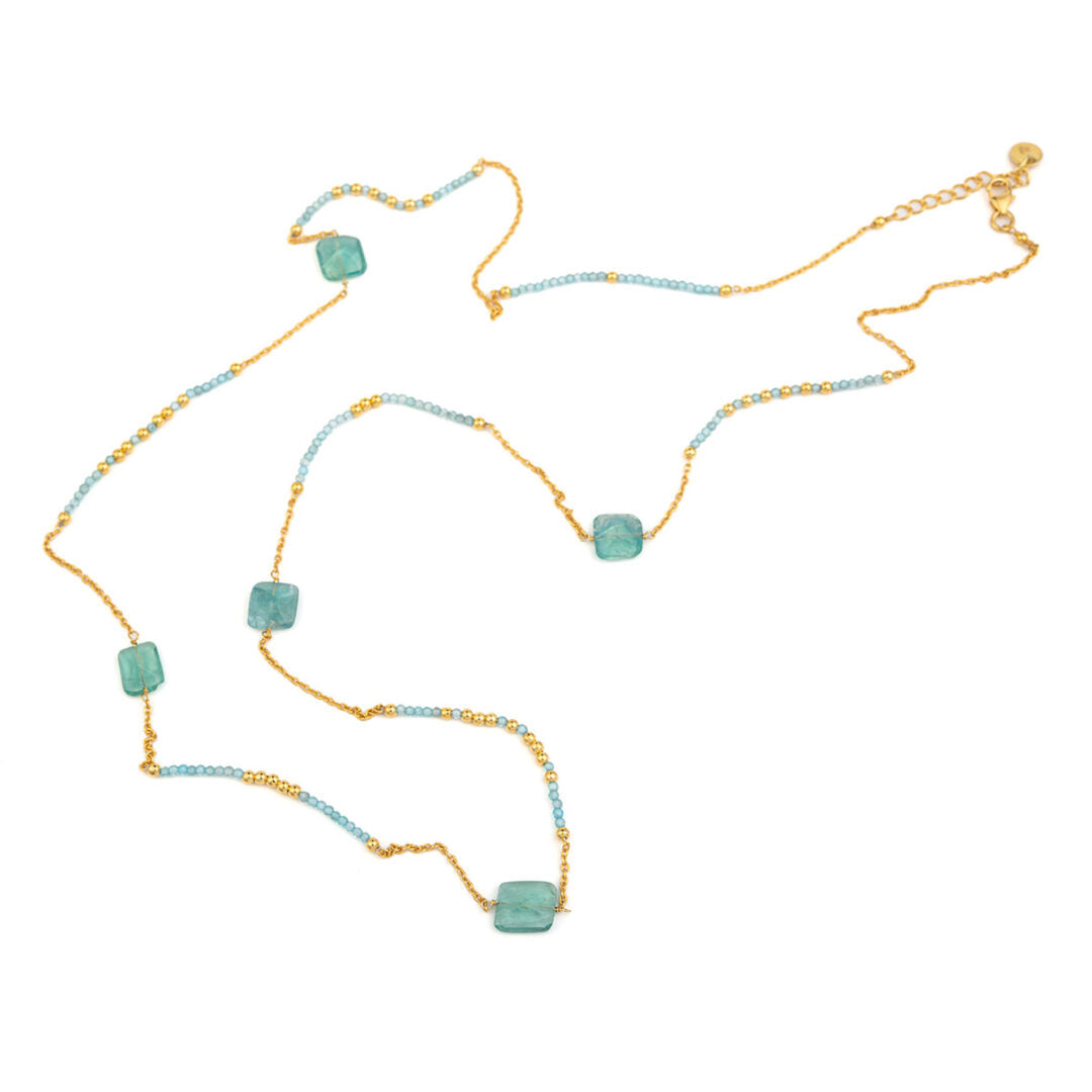 Apatite Gemstone Necklace - 925 Sterling Silver and Gold Plated