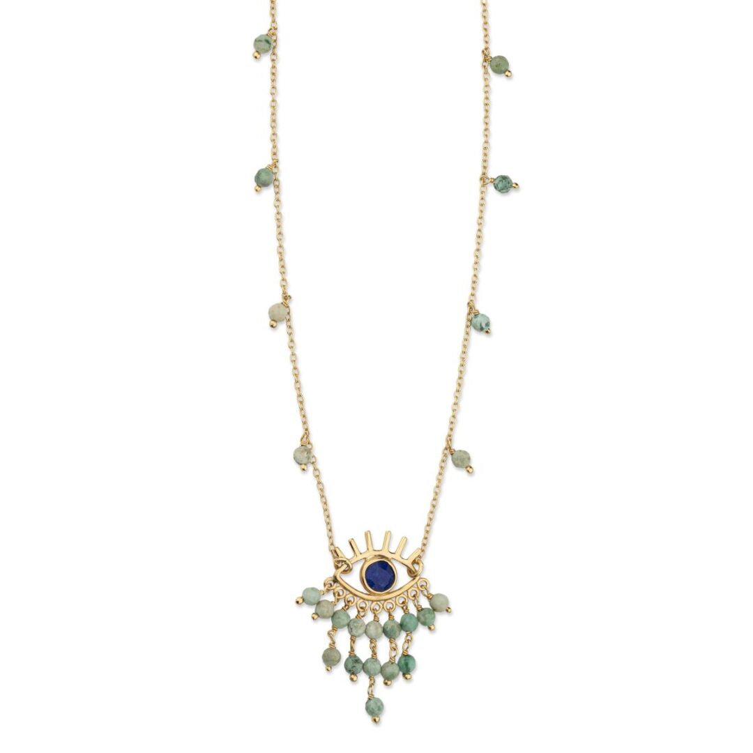 Evil Eye Vintage Necklace with Amazonite & Lapis Lazuli