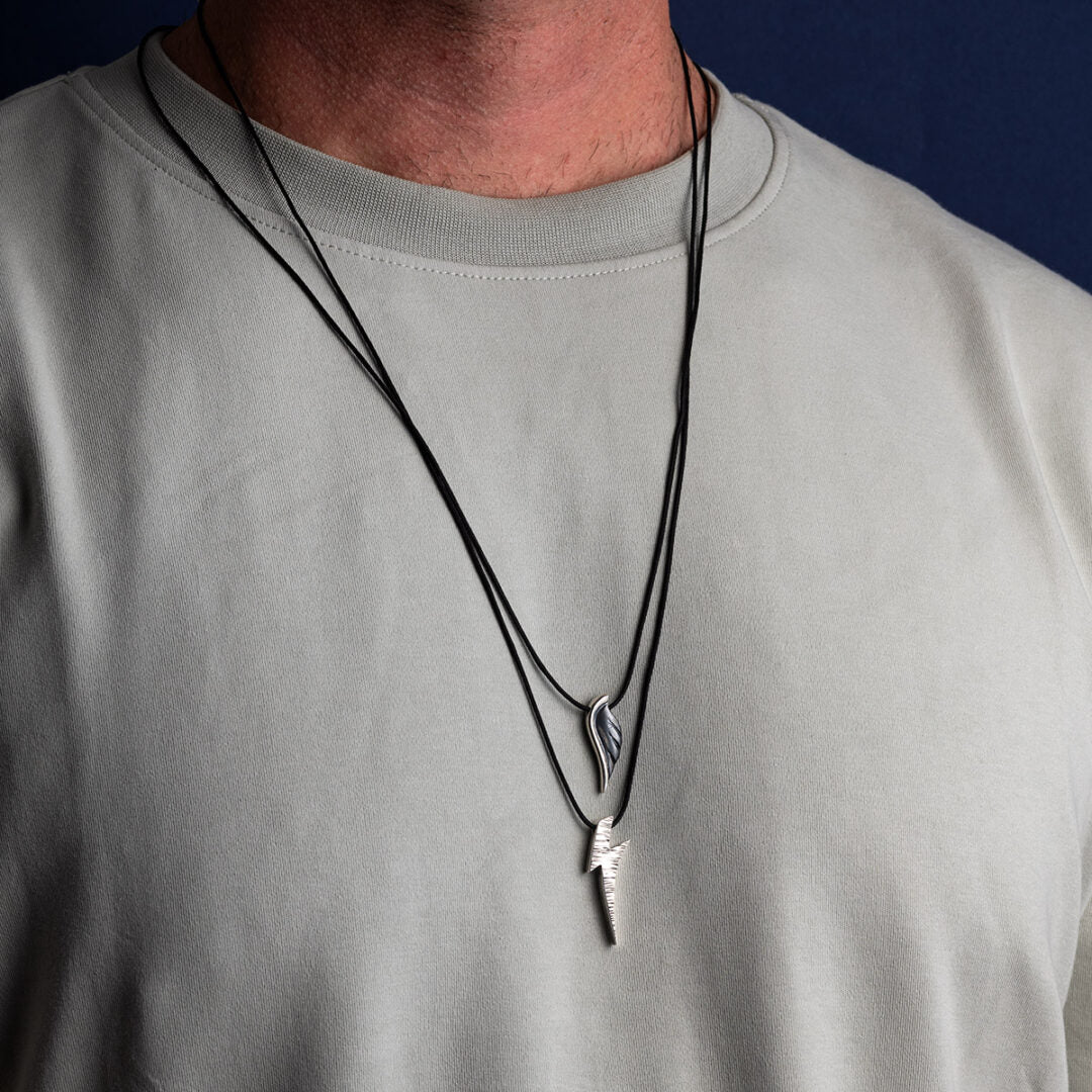 Feather Cord Necklace in 925 Sterling Silver