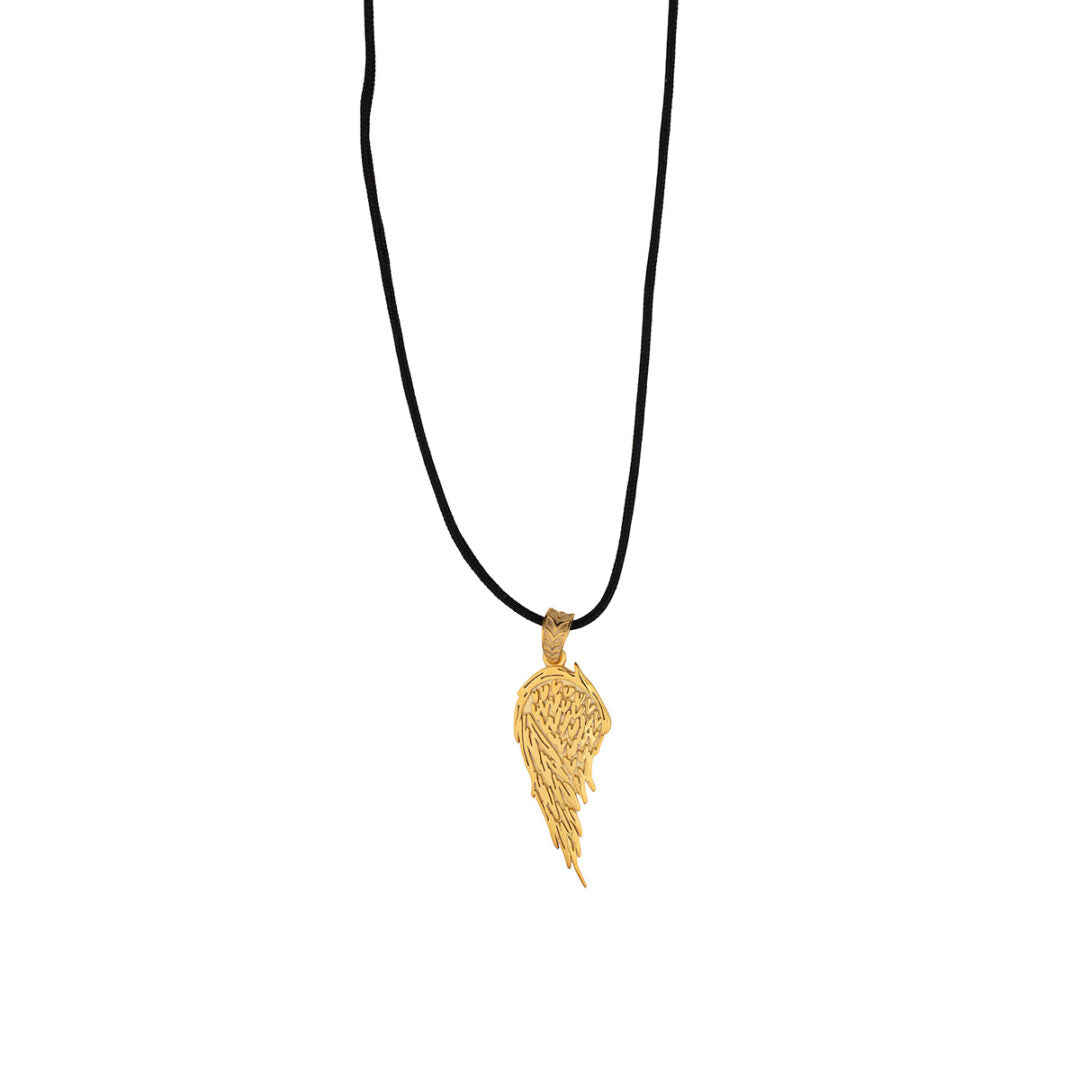 Feather Cord Necklace in 925 Sterling Silver Gold Plated